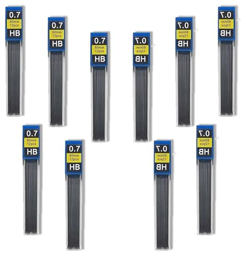 0.7mm HB Mechanical Pencil Lead Refills - 120 Pieces (10 Tubes) - Break-Resistant Graphite for Smooth Writing - Compatible with Automatic & Drafting Pencils for School, Office & Art