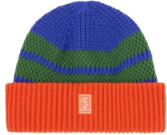 SEALSKINZ | Apton | Kids | Waterproof Cold Weather Striped Roll Cuff Beanie Blue