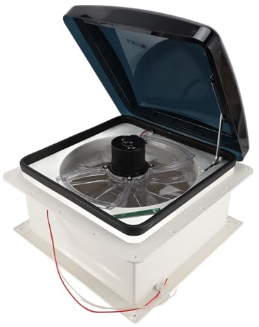RASTKY Ventilateur de Toit pour Camping-car de 14 Pouces avec Ventilation Réversible à 10 Vitesses pour Camping-car, Télécommande, Fonctionnement à économie D'énergie, Matériau de Couverture