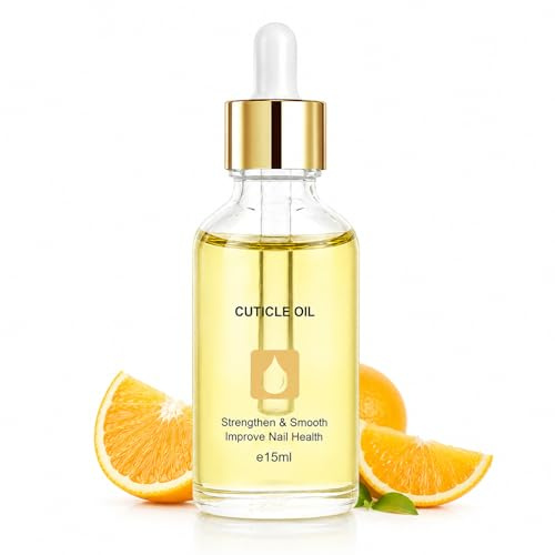 15ml Nail Cuticle Oil with Organic Vitamin E & B - Strengthens Nails & Moisturizes Dry Rough Cuticles - Cuticle Oil for Nails & Nail Care Repair - Prevents Hangnails,Fast Absorbing Dropper(Orange)