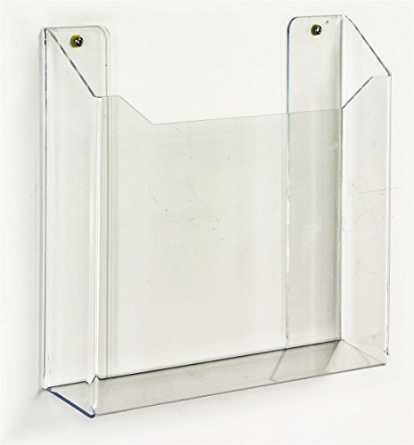 Single Pocket, Clear Acrylic, Wall Mounted Newspaper Display Rack, Frameless Design, Polished Edges, Includes Mounting Hardware, 13-3/8 x 11-1/2 x 2-1/4-Inch - Sold in A Set of 2