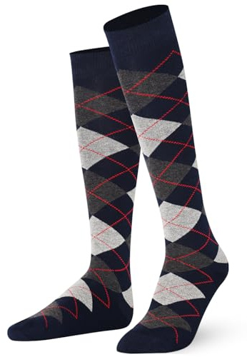 Mysocks Calcetines Unisex Hasta La Rodilla Argyle Armada Antracita oscura ceniza