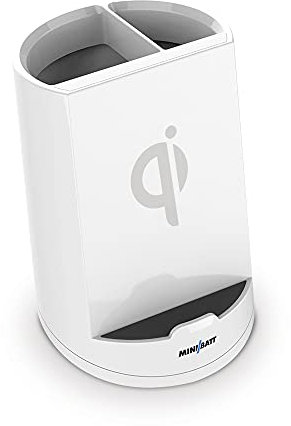 MiniBatt powercup – Caricatore Wireless Qi portapenne, 10 W, colore: bianco
