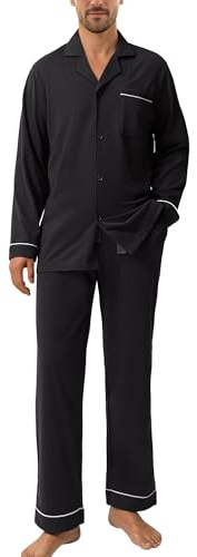 DAVID ARCHY Men's Cotton Sleepwear Button-Down Pajamas Set