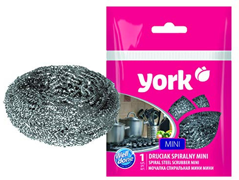 York Spiral Steel Multipurpose Scourer Scrubber - Mini Size for Cleaning Kitchen Dishes, Pots, and Pans, Pack of 6 Pieces, Durable and Effective for Tough Cleaning Tasks