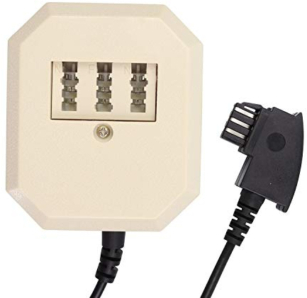 ecabo Analog Splitter/Adapter – Telefonkabel/Netzwerkkabel – TAE F auf TAE-NFN und RJ11 – Wester-Stecker/Buchse – für Router, Modem, Fax, Telefon, Fritzbox – schwarz – 0,2m