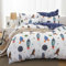 Qucover Bettwäsche Kinder 135x200cm 100% Baumwolle Kinderbettwäsche Jungen Bettbezug mit Reißverschluss Wendedesign Weiß Blau Rakete Sterne Planeten Muster mit Kissenbezug 80x80cm