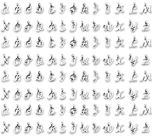 SAVITA 130 Stück ABC Buchstaben-Charms Mini Alphabet A-Z Zinklegierung Armband Halskette Anhänger für die Herstellung von Schmuck zum Selbermachen, Zink, Zink