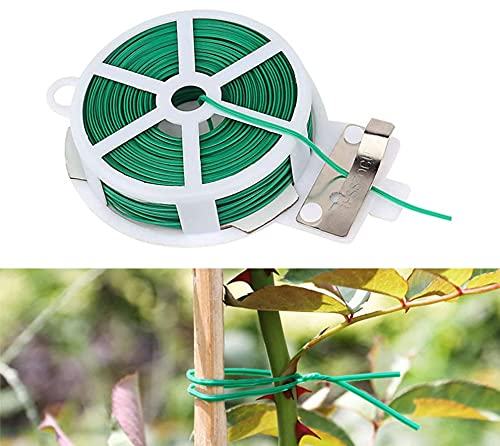 ZoneYan 2 PCS (60 Metros por Rollo) Alambre de Atar, Alambre Plastificado Plantas, Jardín Planta Lazos, con Cortador, PVC y Alambre de Hierro, para Jardinería Hogar Oficina