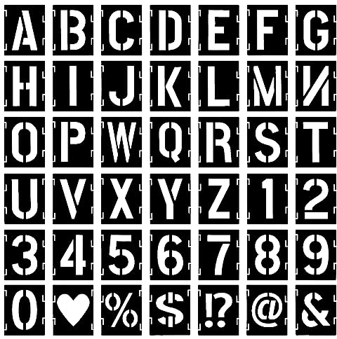 42 Stück Buchstaben Schablone Set, 7.5 cm Wiederverwendbare Buchstaben Zahlen Zeichen Schablonen Alphabetschablone für Holzschilder Malerei DIY und Handwerk