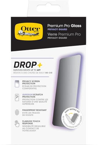 OtterBox Pellicola protettiva in Vetro temperato Premium Pro Privacy per iPhone 15 con trattamento antimicrobico, Protezione antigraffio, graffi e cadute da 1.8m