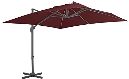 GuyAna Ampelschirm mit Aluminium-Mast Windsicherung Ampelschirm Sonnenschirme FüR Terrasse Garten Sonnenschirm Bordeauxrot 400x300 cm 312315