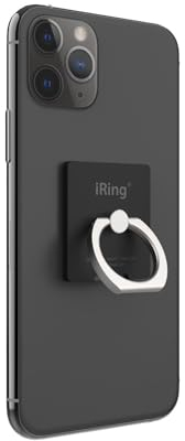 iRing Handyringhalterung Finger - Handyring Abnehmbar - 360-Grad-Drehung - 180-Grad-Neigungsfunktion - Matt Schwarz