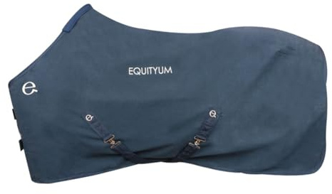 Coperta Cotone Equityum Karyn, Coperta di Ottima Fattura, Utile per Proteggere il Cavallo dagli Sbalzi di Temperatura (162 cm, Blu)