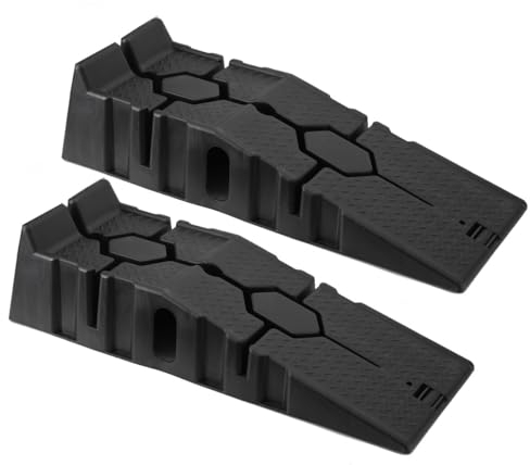 ECUTEE Auffahrrampe 2 Stück Set PKW Auffahrrampen Auffahrkeile für Wohnmobil Fahrzeuge, Hebebühne Kunststoff KFZ PKW Rampe Auto