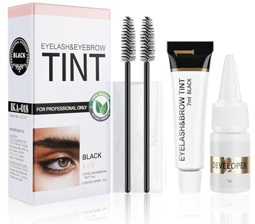 Eyebrow Tint Kit,2-In-1 Eye Brow Tint Kits,Lash Tint Kit,Lasting for 6 Weeks Diy Hair Dying for Salon(7ml Black)