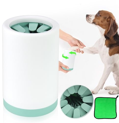 Pfotenreiniger FüR Hunde Pfotenreiniger aus Silikon 2 verschiedene Farbe Haustiere FußReinigungsbürste Haustier Pflege Mit einem Handtuch für Haustier Massage Pflege(Grün)