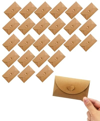 KGDUYC 30 piezas mini sobres Kraft con tarjetas en blanco, 4 x 3 sobre con tarjetas de papel, perfecta para Navidad, Acción de Gracias, invitación a la boda, tarjetas de felicitación fiesta