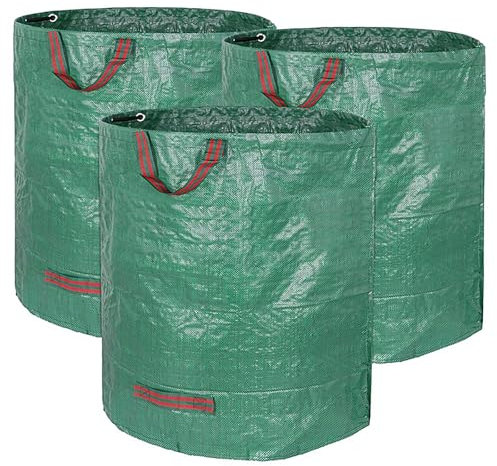 NIUQIGE Lot de 3 Sacs de Jardin 272L - Sacs de déchets Jardin résistants en PP Robuste - Sac jardin dechets verts pour le recyclage - Idéal pour le jardinage et le nettoyage