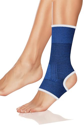 Edco FUßBANDAGE Gr.-XL elastisch blau Sprunggelenkbandage Knöchelstütze Fußgelenk Bandage Sportbandage Sport Fitness Training (Größe XL - 38)