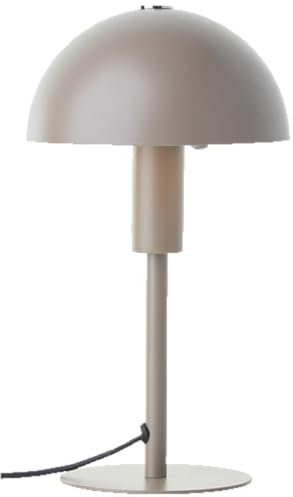 Lightbox Pilz-Tischlampe | 27 cm Höhe, Ø 15 cm | Home Office Schreibtischlampe mit Wipp-Schalter | Mini LED Lampe als Nachttischlampe für das Schlafzimmer | E14 | aus Metall in Matt Taupe/Grau