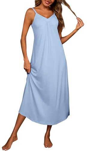 Bresdk Camicia Uomo da Notte Lunga Donna con Scollo a V Senza Maniche | Nightdress Estivo per Dormire e Casa