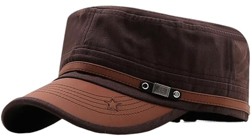 Cappello da Cadetto a Tesa Corta per Uomo e Donna, Berretto Militare con Protezione Solare in Marrone da Indossare Ogni Giorno e in Viaggio