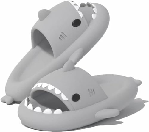 Mnking Chanclas Tiburon Zapatillas Casa Tiburón Hombres Mujeres Pantuflas de Baño de Ducha Antideslizantes y Secado Rápido Ligero Zapatos de Playa y Piscina Verano