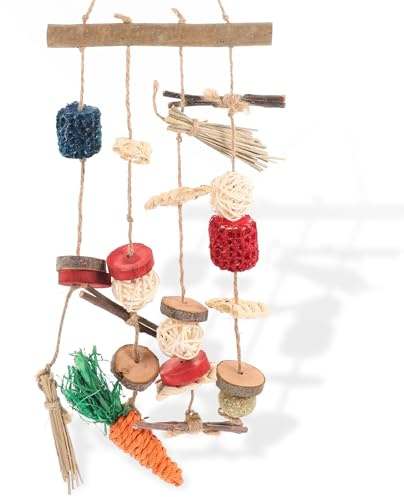 Beaupretty Juguete de Madera Color Aleatorio para Hámster para Masticar Colgante Cuerda Natural y Accesorios Seguros para Mascotas Pequeñas como Conejos y Ardillas
