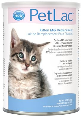 Pet-Ag PetLac Powder for Kittens - 10.5 oz - Kitten Milk Replacement Powder for Kittens Newborn to Six Weeks Old - Easy to Digest