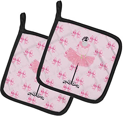 Caroline's Treasures BB5156PTHD Ballerina Recital Attire Pair of Pot Holders Kitchen Heat Resistant Pot Holders Sets Oven Hot Pads for Cooking Baking BBQ, 7 1/2 x 7 1/2