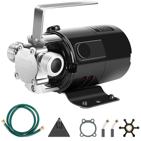 VIVOSUN Bomba de transferencia de agua de 115 V, bomba de utilidad portátil de 1/10 HP 330 GPH con kit de manguera de agua, ideal para eliminar el agua de jardines, jacuzzis, barriles de lluvia,
