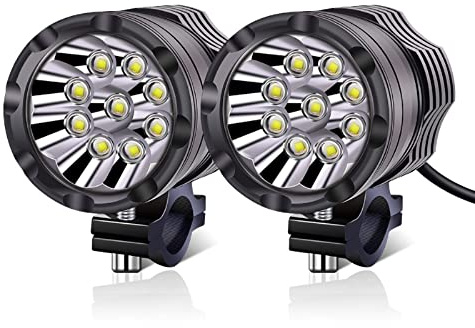 YnGia Fari fendinebbia per moto Faretti a led ausiliari bianchi Luci di guida DRL per moto universali, 2 pezzi Fari a led per moto Bici ATV Scooter Camion Car Boat