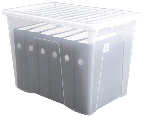 TENLITE Large 𝟖𝟎𝐥 𝐒𝐭𝐨𝐫𝐚𝐠𝐞 𝐁𝐨𝐱 with Lid Strong Plastic Stackable Nestable Clear Container For Home Office (80 LITRE)