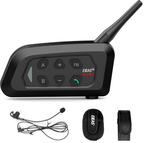 EJEAS V4C Plus professionell fotbollsdomare bluetooth intercom headset, 1 200 m 4 personer full duplex talar samtidigt snabbtelefon för fotboll och handbollsdomare