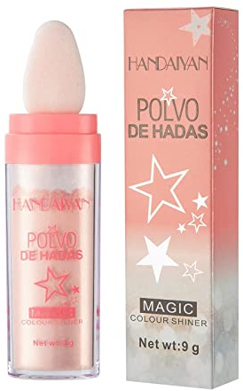 Beliky Girl Polvos de Hadas Maquillaje, Purpurina Corporal, Highlight Patting Powder para Cuerpo y Cabello, Iluminador Body Shimmer, Facial Blusher (hada rosa)
