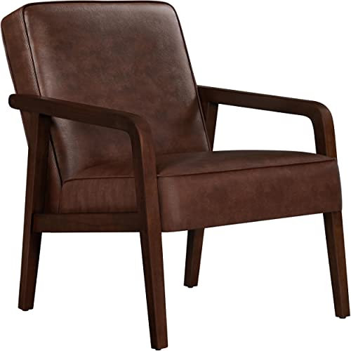 Yaheetech Fauteuil Salon Confortable Cadre Métal Fauteuils et Chaises pour Salon Siège Bien Rembouré 1/Marron