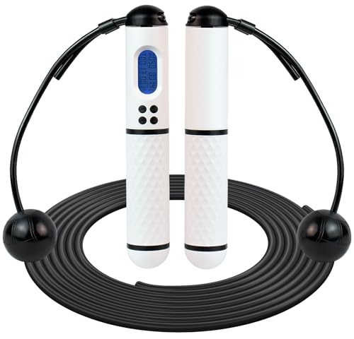 Springseil Erwachsene Fitness Speed Rope - Längenverstellbares Seil Skipping Rope Kalorienzähler Langlebiges Anti-Rutsch Griffe Seilspringen,für Fitness Ausdauer Geeignet Kinder und Erwachsene