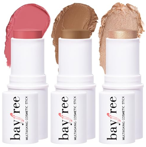 KIMUSE Cream Blush Stick, Highlighter & Contouring stick, Cremige Textur Mit Leuchtendem Finish,Vielseitig, einfach zu verwenden, Make-Up Für Jeden Hauttyp (Roses Honey Nudes)