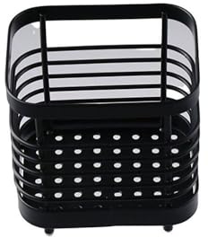 hobbyme Soporte de drenaje para cepillo de dientes de acero inoxidable, estante de almacenamiento multifuncional, estante de drenaje, estante de pasta de dientes a prueba de óxido, negro, plateado