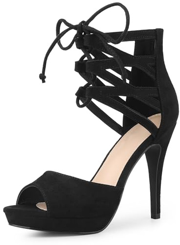 Allegra K Women's Platform Gladiator Strappy Open Toe Stiletto High Heel Sandals Black 5.5 UK/Label Size 7.5 US