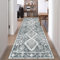 Famibay Runner Rugs 80x300cm Traditional Carpet Runners Extra Long Kitchen Rugs Non Slip Washable Grey Hallway Runner Low Pile for Kitchen Bedroom Living Room Entryway Laundry Room