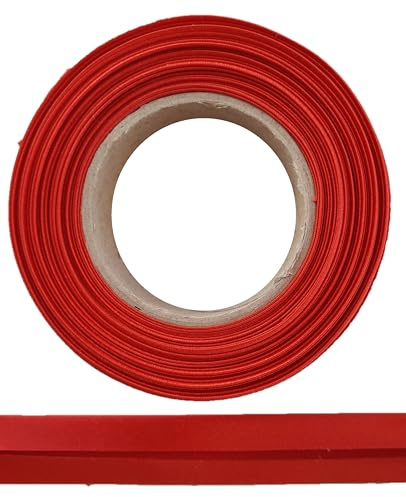 ME: NaMa snedband av polyester (satin) – 10 m x 20 mm (vikt) – högkvalitativt kantband, satinband, snedband – perfekt för gör-det-själv-sömnad – tillverkat i Belgien, på en rulle (röd)