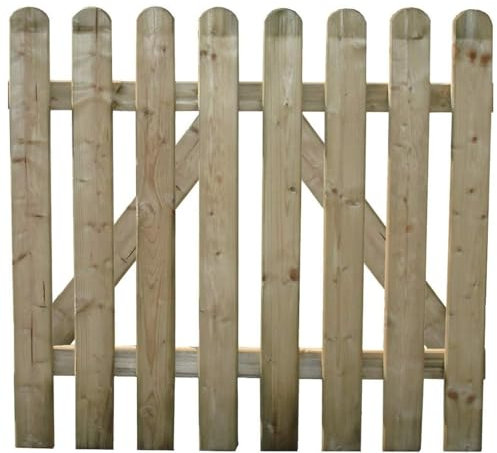 LoviStore Cancelletto Cancello per Steccato Recinzione Staccionata Recinto in Legno di Pino Impregnato in Doghe Esterno Arredo Decorativo Giardino Terrazzo Divisorio (100x80 cm)