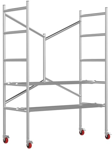 Scaffolding Work Platform, Rolling Scaffolding with Wheels, Scaffold for Building Construction, Interior Painting, Home Improvement（71.0 Height, 500LBS Capacity, Silver)
