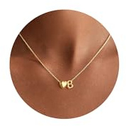 TINGN Initial Necklaces for Women Girls - 14K Gold Plated Dainty Initial Heart Necklace Letter B Pendant Necklaces Birthday Gifts Jewellery for Women Teen Girl Children