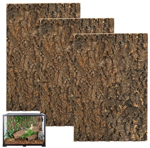 WANDGU Korkbarkbotten för terrarium: 2 stycken naturlig bark, korkbark för terrarium, naturligt trädbarkutseende, 100 % naturlig svart kork, korkbotten
