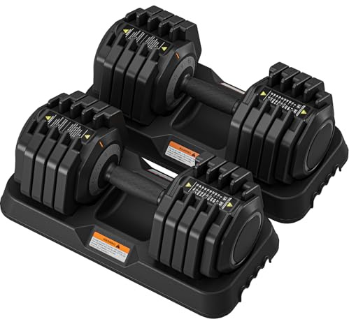 Dripex Adjustable Dumbbells Pair 55 lbs | 10 Weight in 1 Adjustable Weights Set for Home Gym Exercise Equipment | Anti-Slip Handle with Safety Locking Mechanism for Men and Women