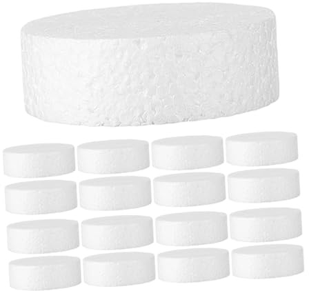 WOONEKY 20 Pezzi Blocchi Schiuma Rotondi per Artigianato DIY Dischi e Cilindri in Schiuma Leggera Superficie Liscia per Progetti Artistici Modellismo e Decorazioni Scolastiche