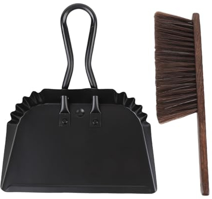 Generic Set di Padelle e Spazzole per Polvere, Paletta Angolata Portatile Scopa Mano, Acciaio Inossidabile, Materiale Faggio per Casa Pulizia Essenziale Quotidiana Strumenti Pulizia